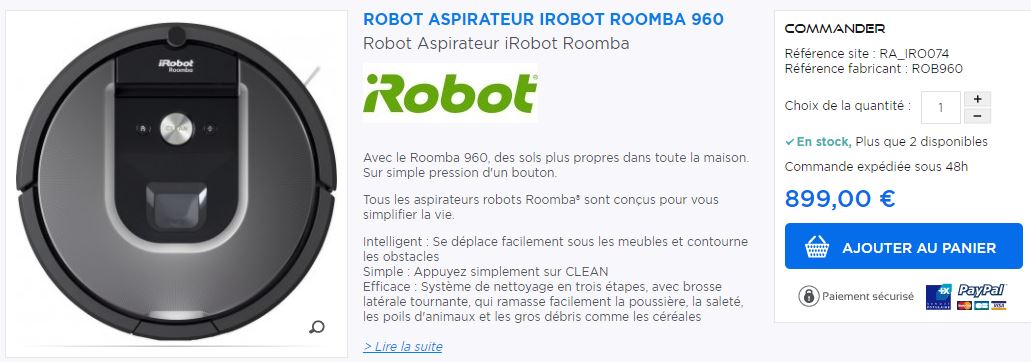 iRobot Roomba 960 connected robot vacuum